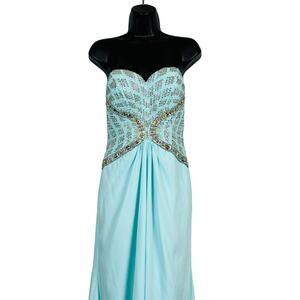 Tony Bowls Formal Gown Evening Dress Mint Teal Strapless Sweetheart Jewel 2